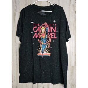 Marvel The Mighty Captain Marvel Black Speckled Short Sleeve Tee